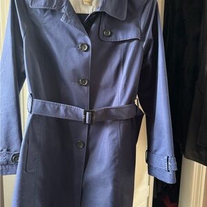 Women's LL Bean Navy Belted Trench Coat